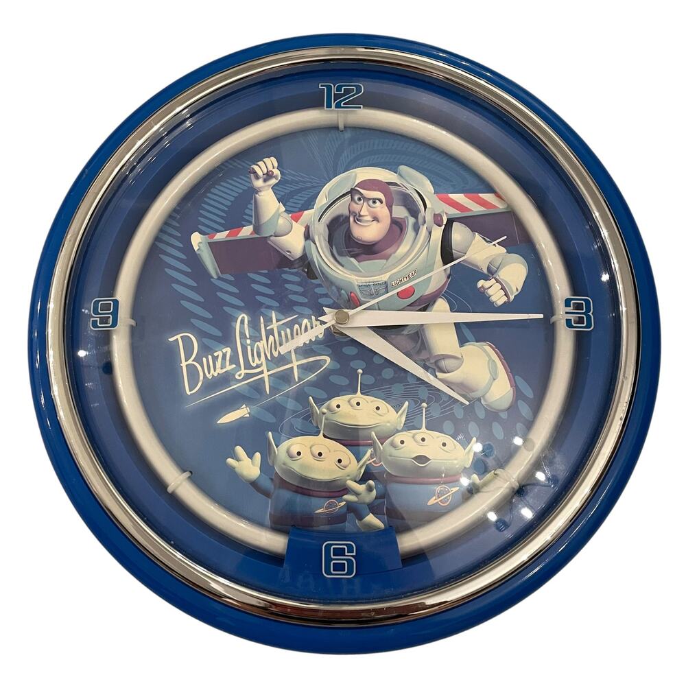 Toy Story Buzz Lightyear Alien Wall Clock Blue Works Disney Pixar NO Neon READ